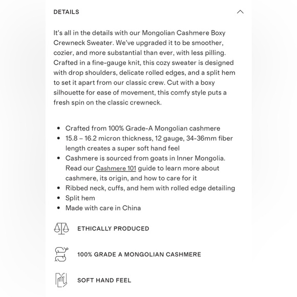 Quince Mongolian Cashmere Boxy Crewneck Sweater Oatmeal S Oversized Roll neck - Picture 15 of 15